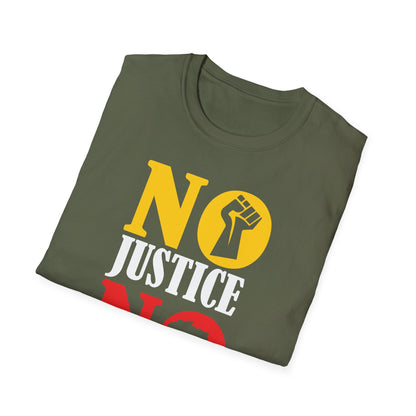 Justice No Peace T-Shirt | Unisex Softstyle Tee | Activism Apparel | Social Justice Gift | Orange Protest Shirt | Statement Tee