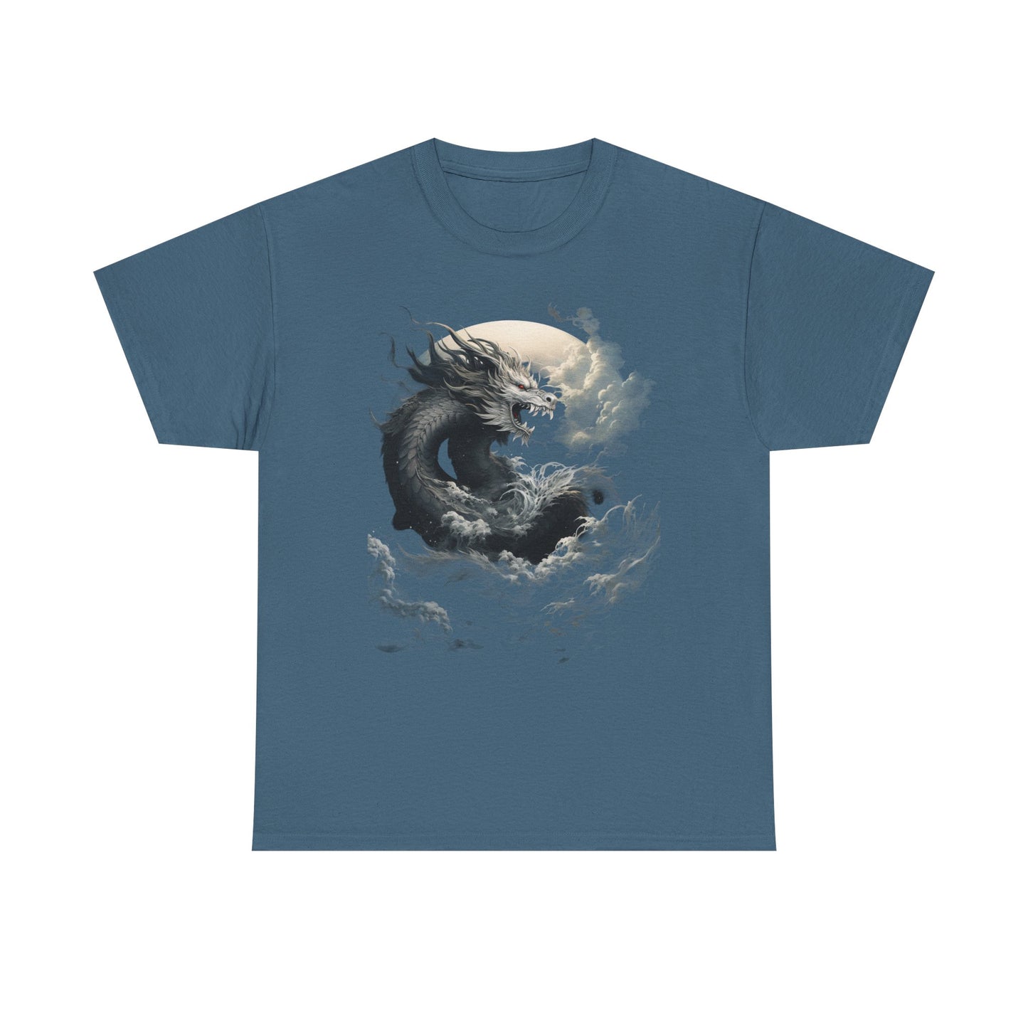 Dragon Moon Unisex Heavy Cotton Tee - Mystical Night Sky Apparel