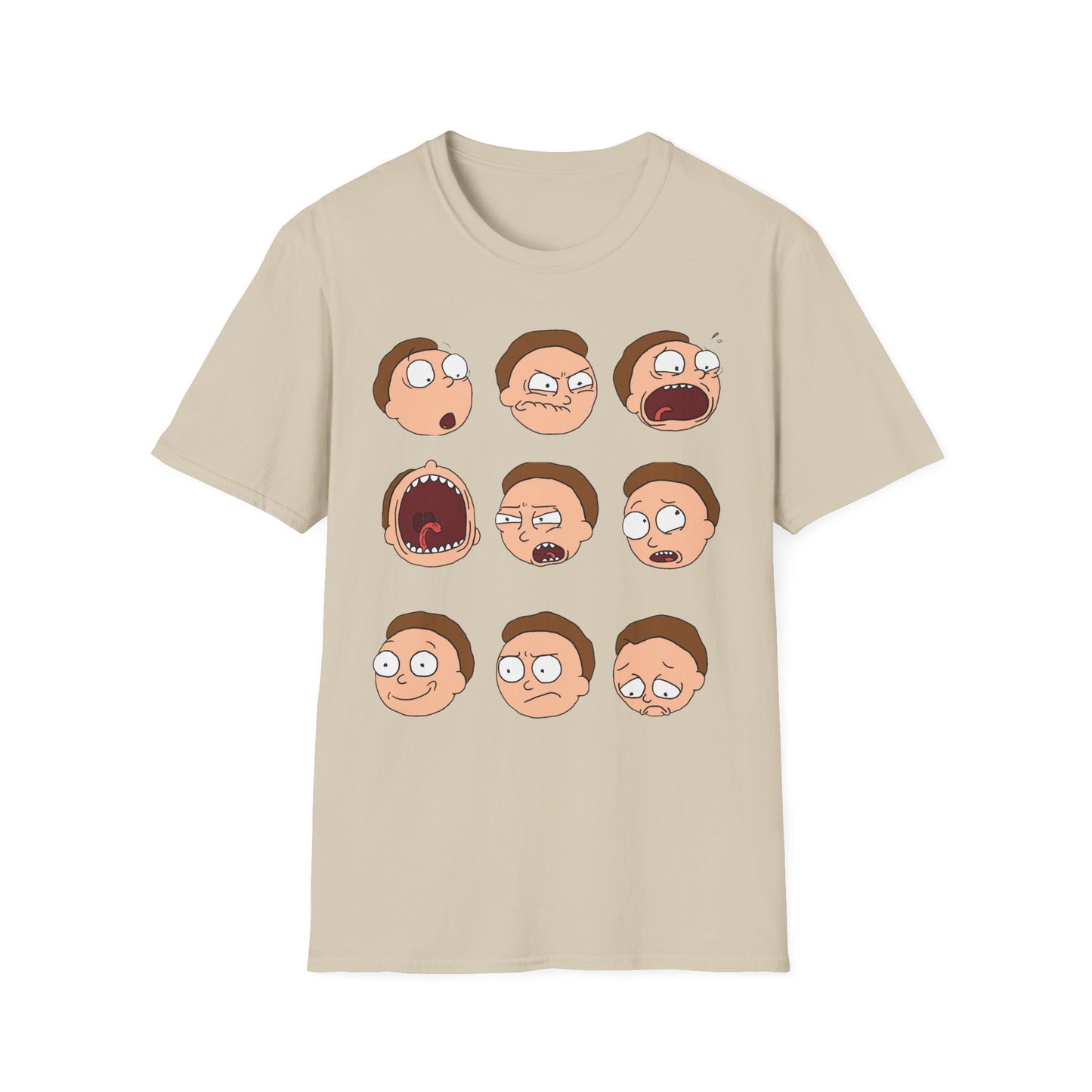 Funny Expressions Unisex Softstyle T-Shirt - Emotive Cartoon Faces