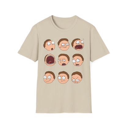 Funny Expressions Unisex Softstyle T-Shirt - Emotive Cartoon Faces