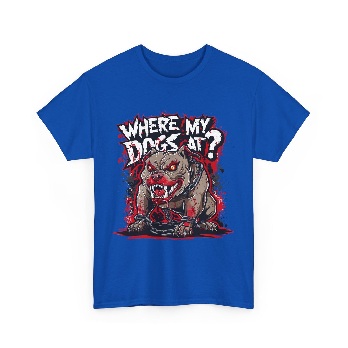 Unisex Graphic Tee - "Where My Dogs At?" Horror Style, Perfect for Halloween, Dog Lovers, Casual Wear