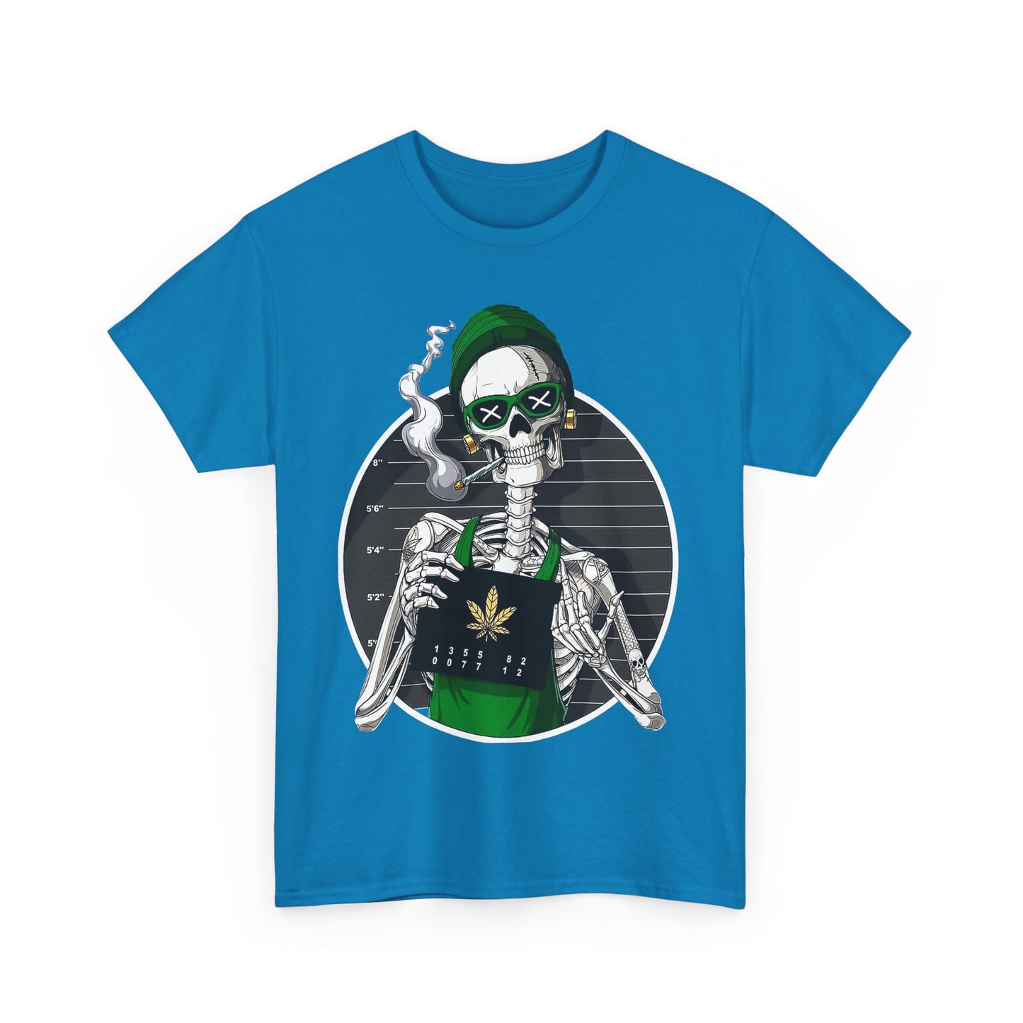Edgy Skeleton Cannabis Tee | Unisex Heavy Cotton T-Shirt