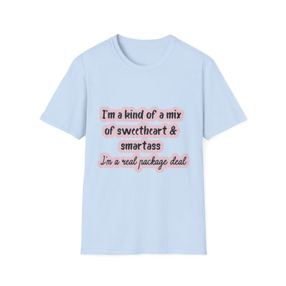 Funny Quote Unisex Softstyle T-Shirt - "I'm a mix of sweetheart & smartass"
