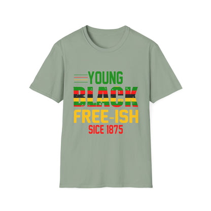 Young Black Free-Ish Unisex Softstyle T-Shirt, Celebratory Tee, Cultural Pride Shirt, Equality Apparel, Ideal for Events & Gifts