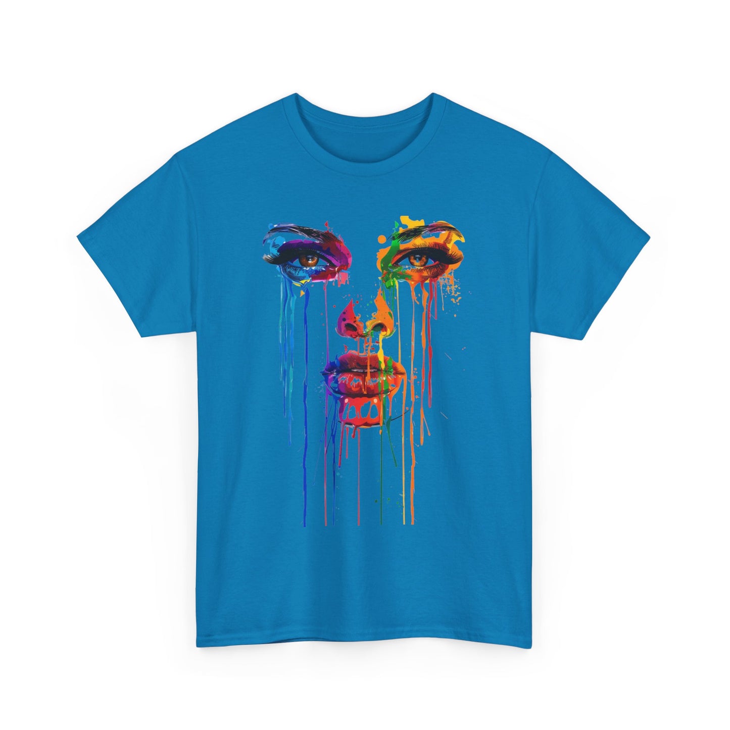 Artistic Rainbow Drip Unisex Heavy Cotton Tee | Vibrant Fashion for Self-Expression