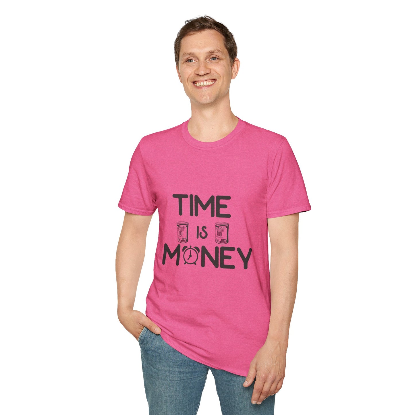 Inspirational Unisex Softstyle T-Shirt - "Time is Money" Statement Tee for Financial Motivators