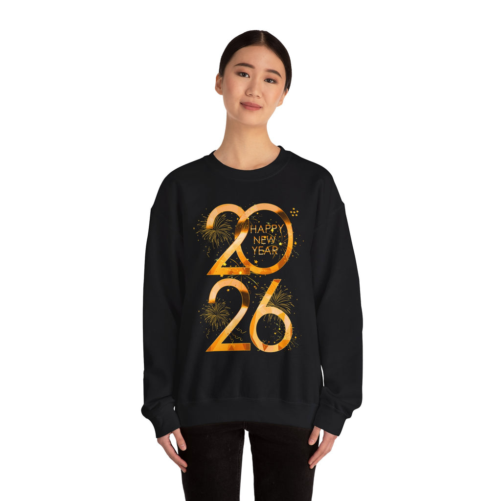 2026 Happy New Year Sweatshirt — Gold Foil Celebration Crewneck