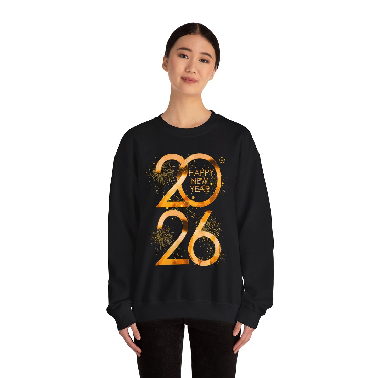 2026 Happy New Year Sweatshirt — Gold Foil Celebration Crewneck