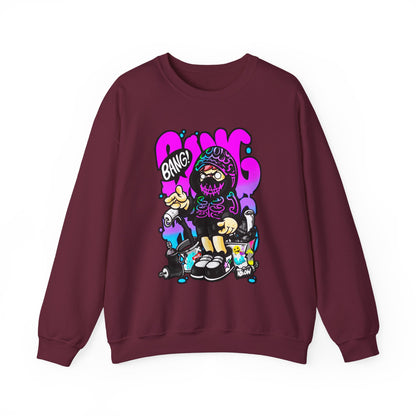 Streetwear Crewneck Sweatshirt — Cartoon Hoodie Character "BANG" Graphic