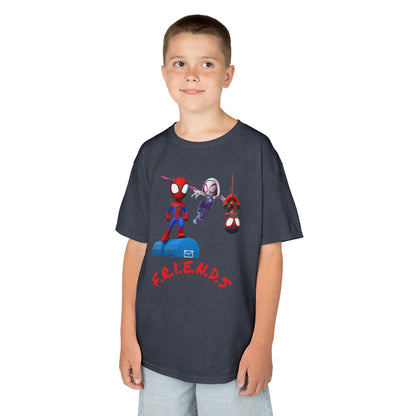 Kids' Friends Spider-Man Tee - Fun & Colorful Cotton T-Shirt for Young Superheroes