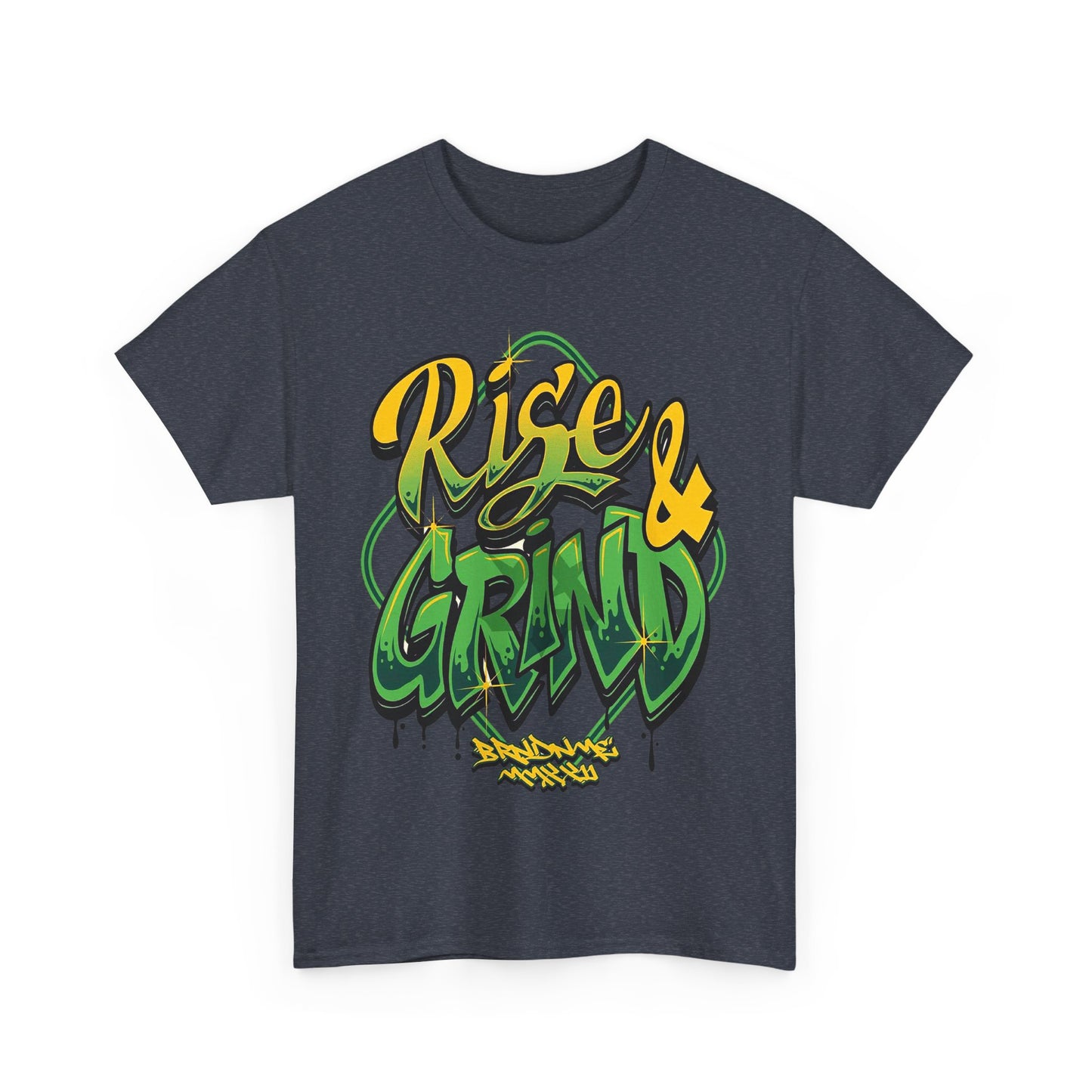Rise & Grind Unisex Heavy Cotton Tee - Bold Graffiti Style Motivational T-Shirt