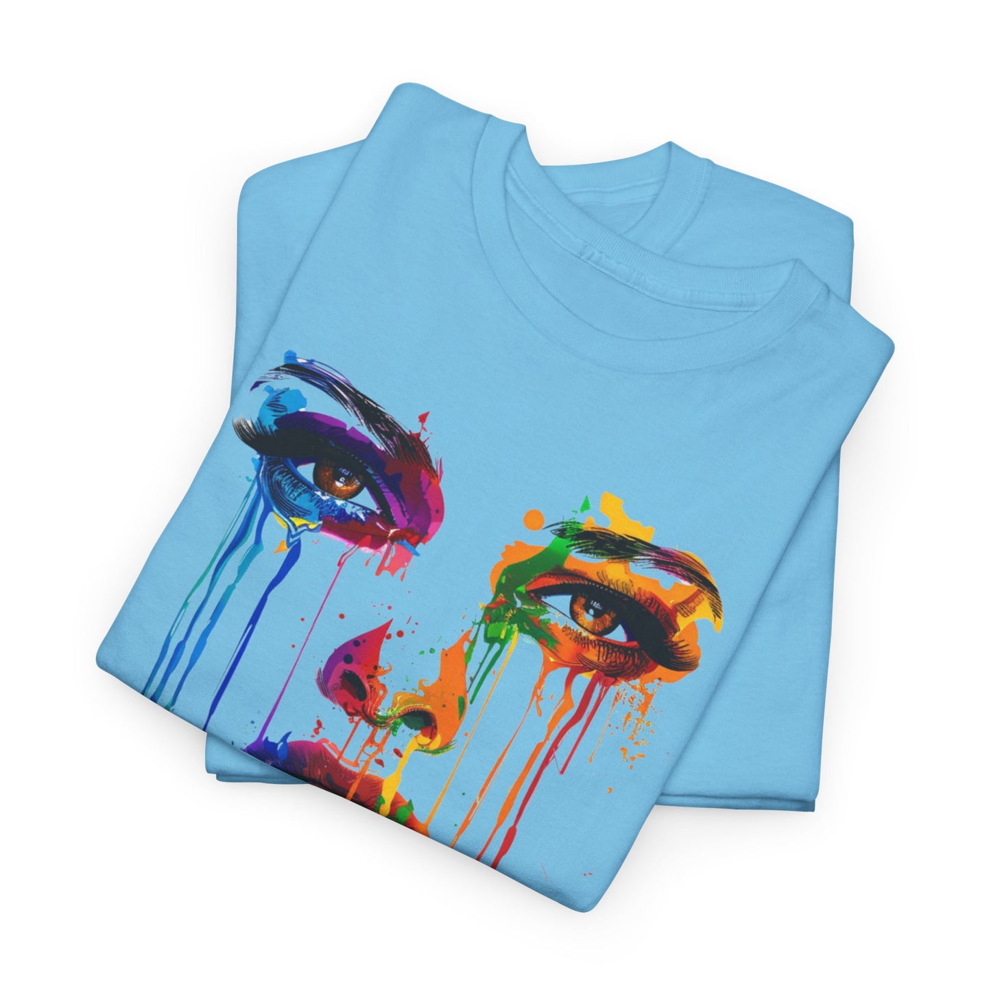 Artistic Rainbow Drip Unisex Heavy Cotton Tee | Vibrant Fashion for Self-Expression