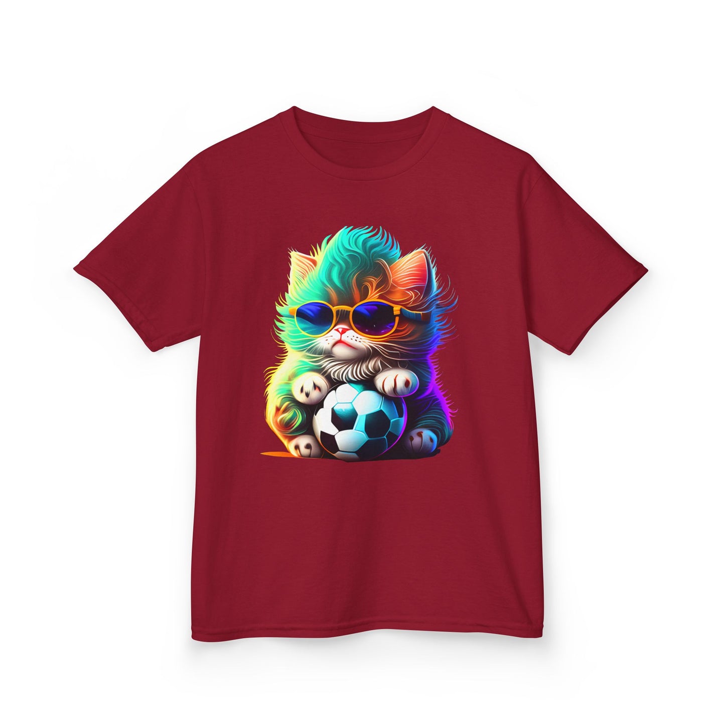 Cool Cat Soccer Kids Tee - Fun Heavy Cotton T-Shirt for Young Sports Fans