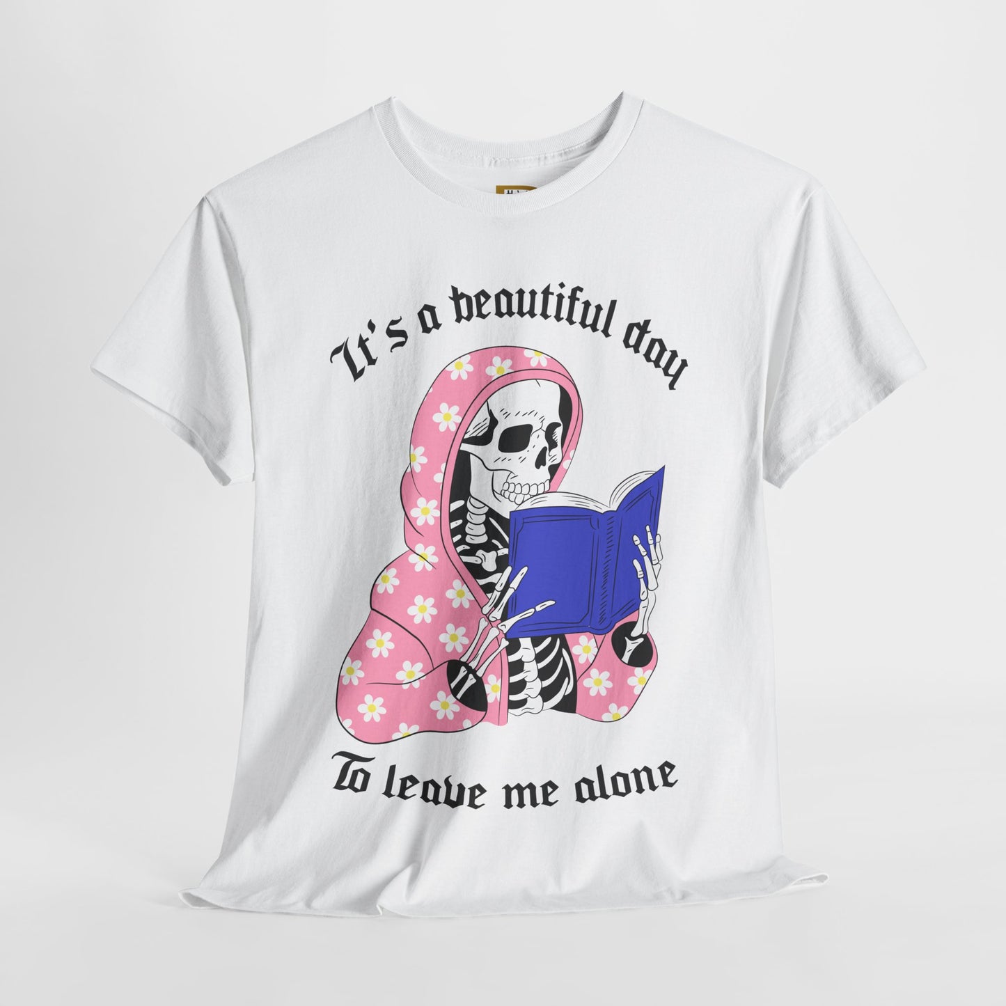 Skeleton Reading Coffin Vibes Unisex Heavy Cotton Tee
