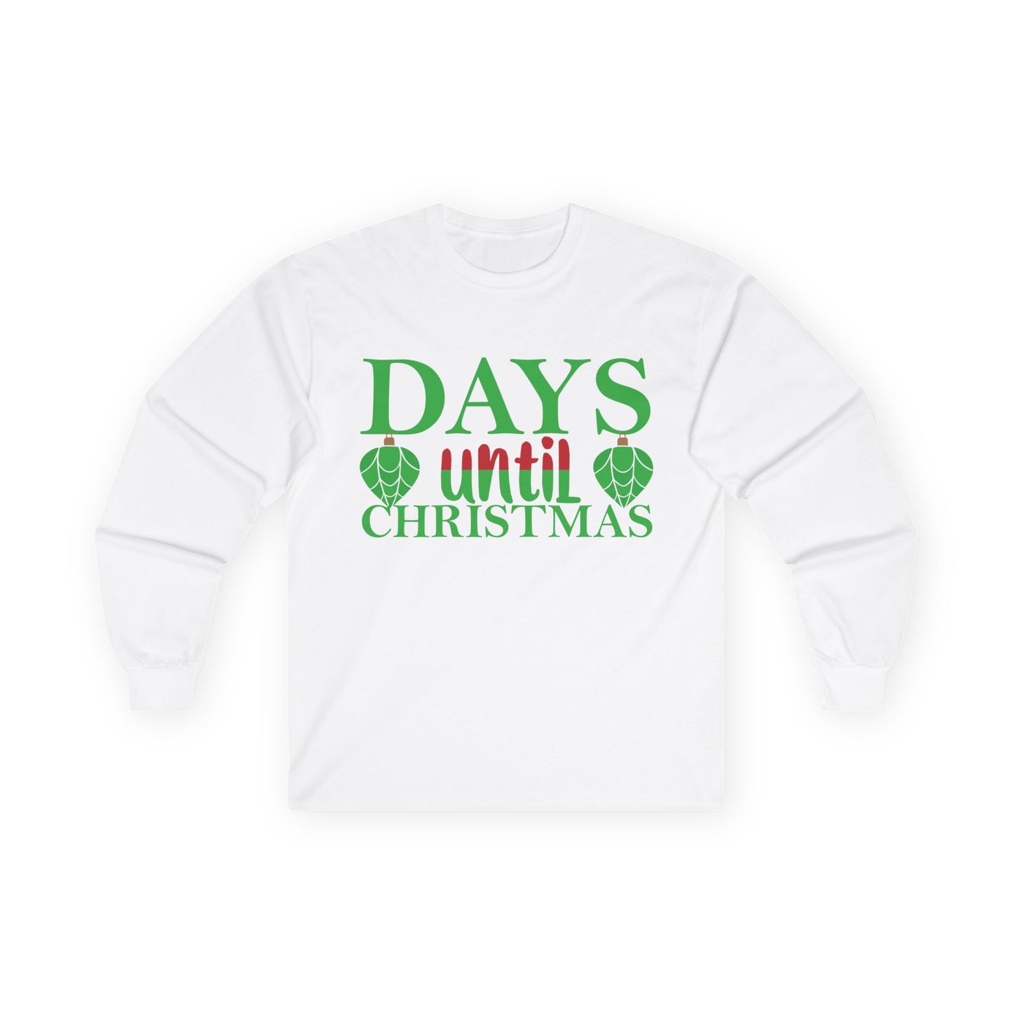 Christmas Countdown Long Sleeve Tee, Holiday Shirt, Unisex Christmas Apparel, Countdown to Christmas Gift, Seasonal T-Shirt
