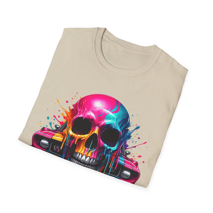 Vibrant Skull & Car Unisex Softstyle T-Shirt