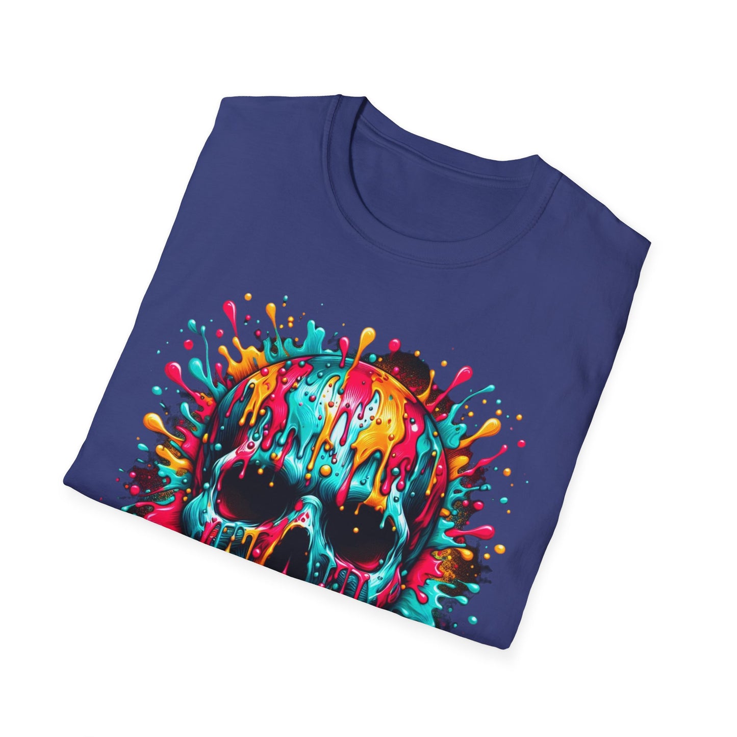 Colorful Drip Skull Unisex T-Shirt - Vibrant Graphic Tee for Art & Music Lovers
