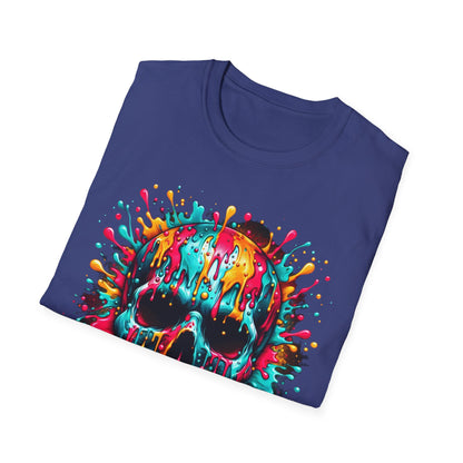 Colorful Drip Skull Unisex T-Shirt - Vibrant Graphic Tee for Art & Music Lovers