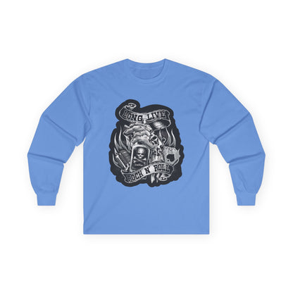 Rock 'N' Roll Skull Long Sleeve Tee — 'Young & Live' Vintage Motorcycle Design