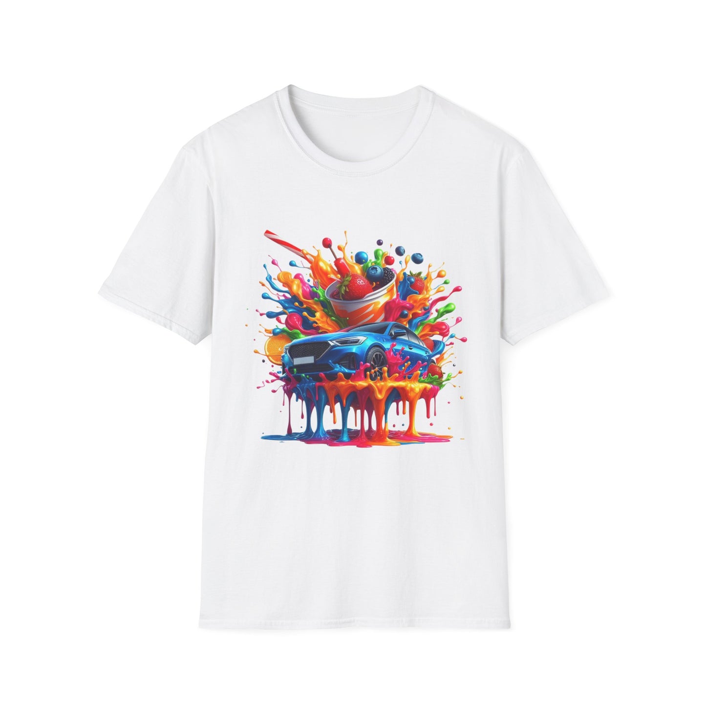 Colorful Drip Art Unisex Softstyle T-Shirt