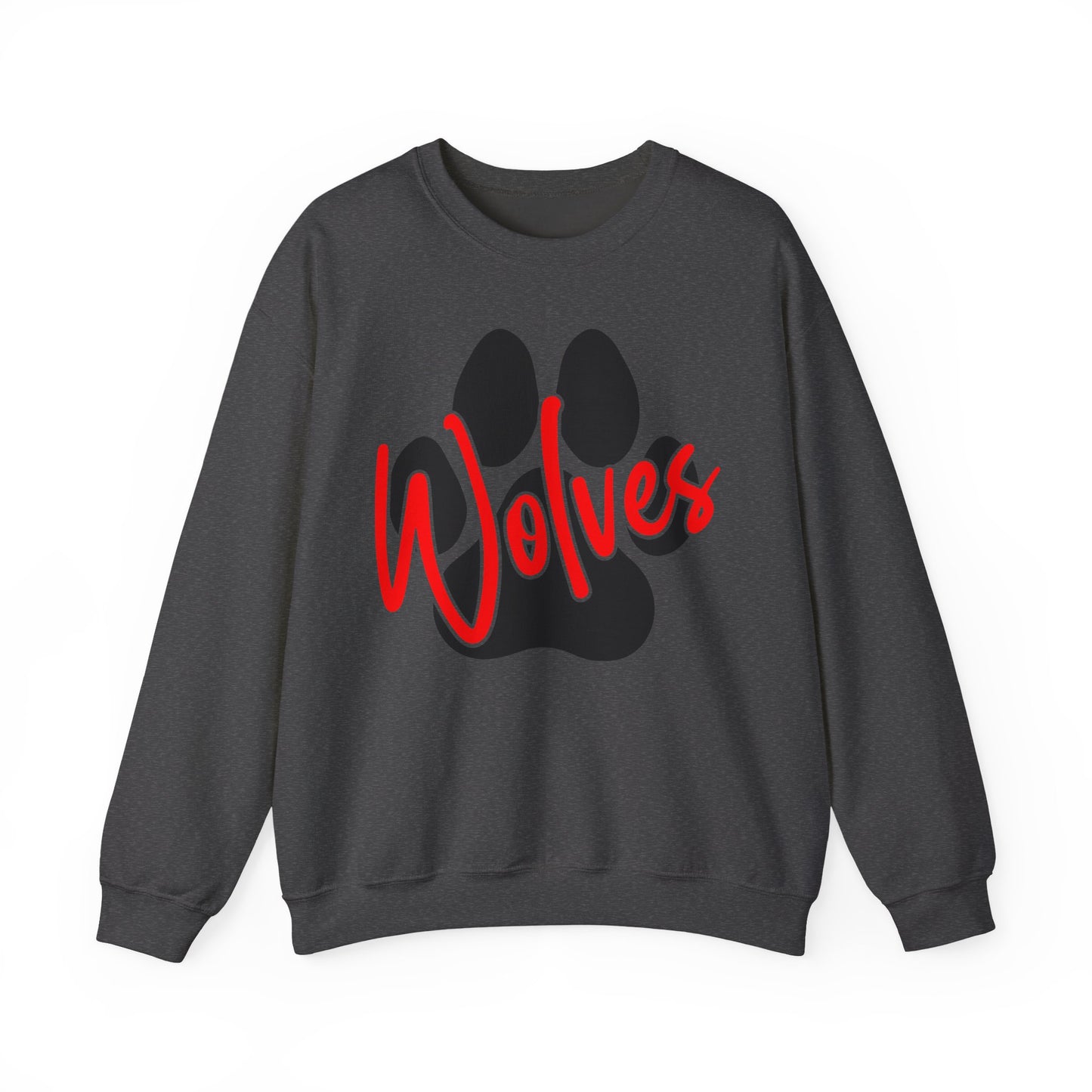 Wolves Paw Crewneck Sweatshirt — Red Script School Spirit