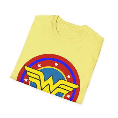 Wonder Woman Inspired Unisex Softstyle T-Shirt, Superhero Tee, Gift for Amazon Fans, Comic Con Outfit, Everyday Wear, Birthday Present