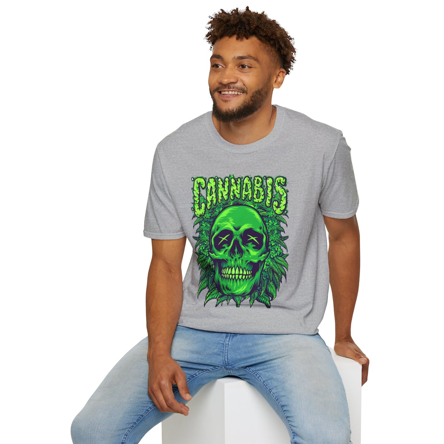Green Skull Cannabis Unisex T-Shirt – Perfect for Stoner Culture and Everyday Wear