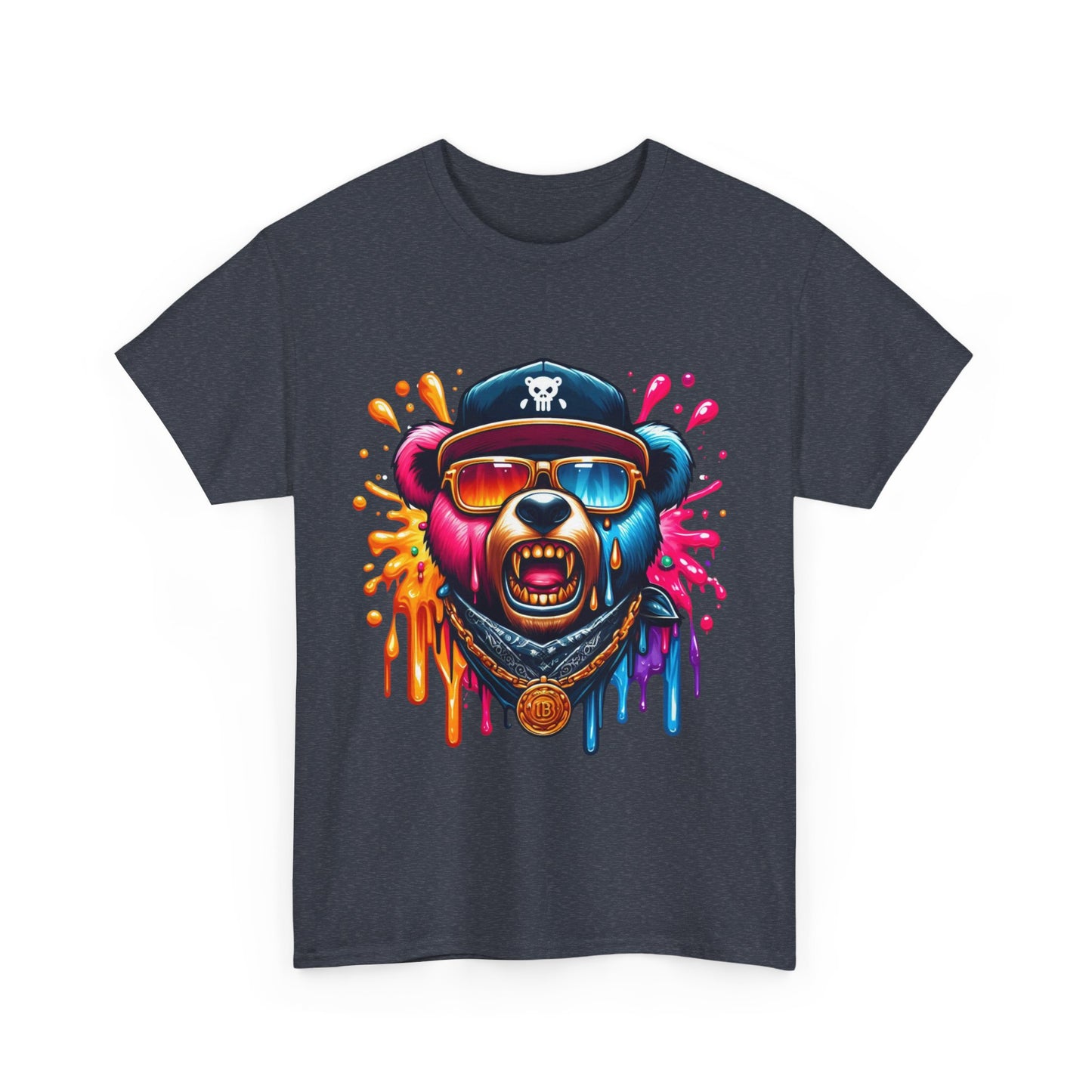Vibrant Bear Graphic Unisex Heavy Cotton Tee - Casual Streetwear for Everyday Style