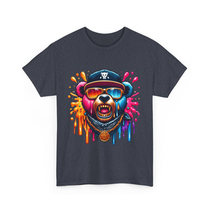 Vibrant Bear Graphic Unisex Heavy Cotton Tee - Casual Streetwear for Everyday Style