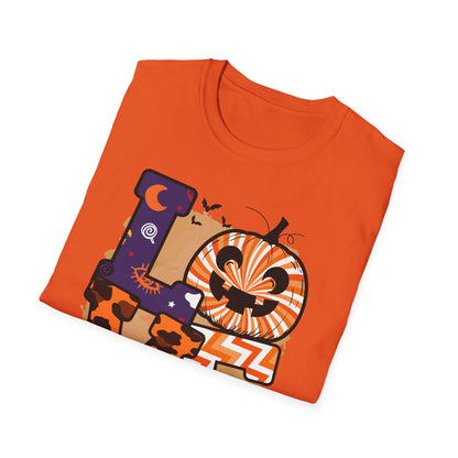 Halloween Love T-Shirt | Unisex Softstyle Tee for Fall | Spooky Season Apparel | Cute Halloween Shirt | Gift for Ghost Lovers