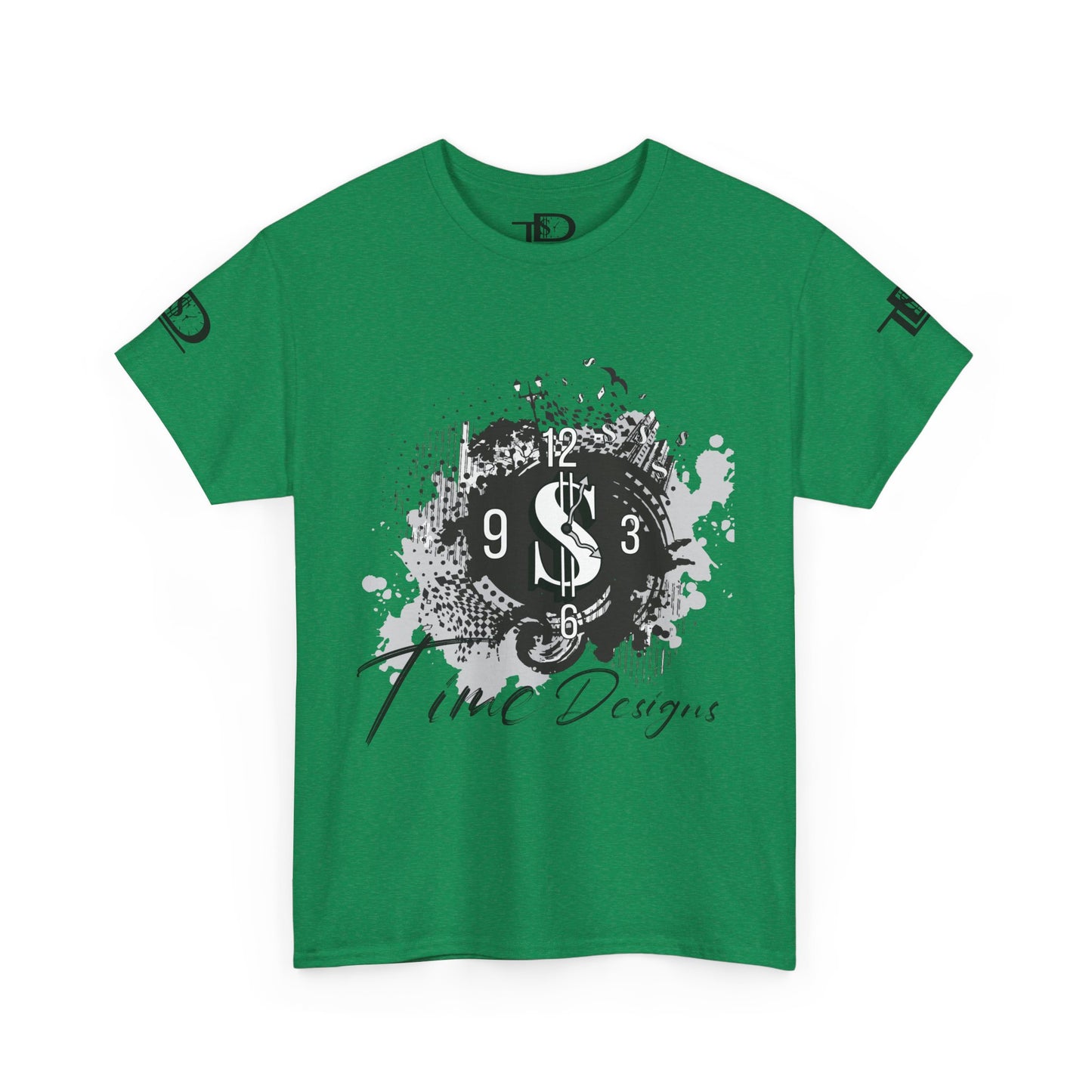 Unisex Heavy Cotton Tee - Time Designs Dollar Clock Graphic T-Shirt
