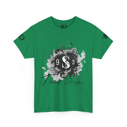 Unisex Heavy Cotton Tee - Time Designs Dollar Clock Graphic T-Shirt