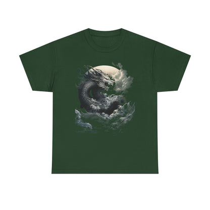 Dragon Moon Unisex Heavy Cotton Tee - Mystical Night Sky Apparel