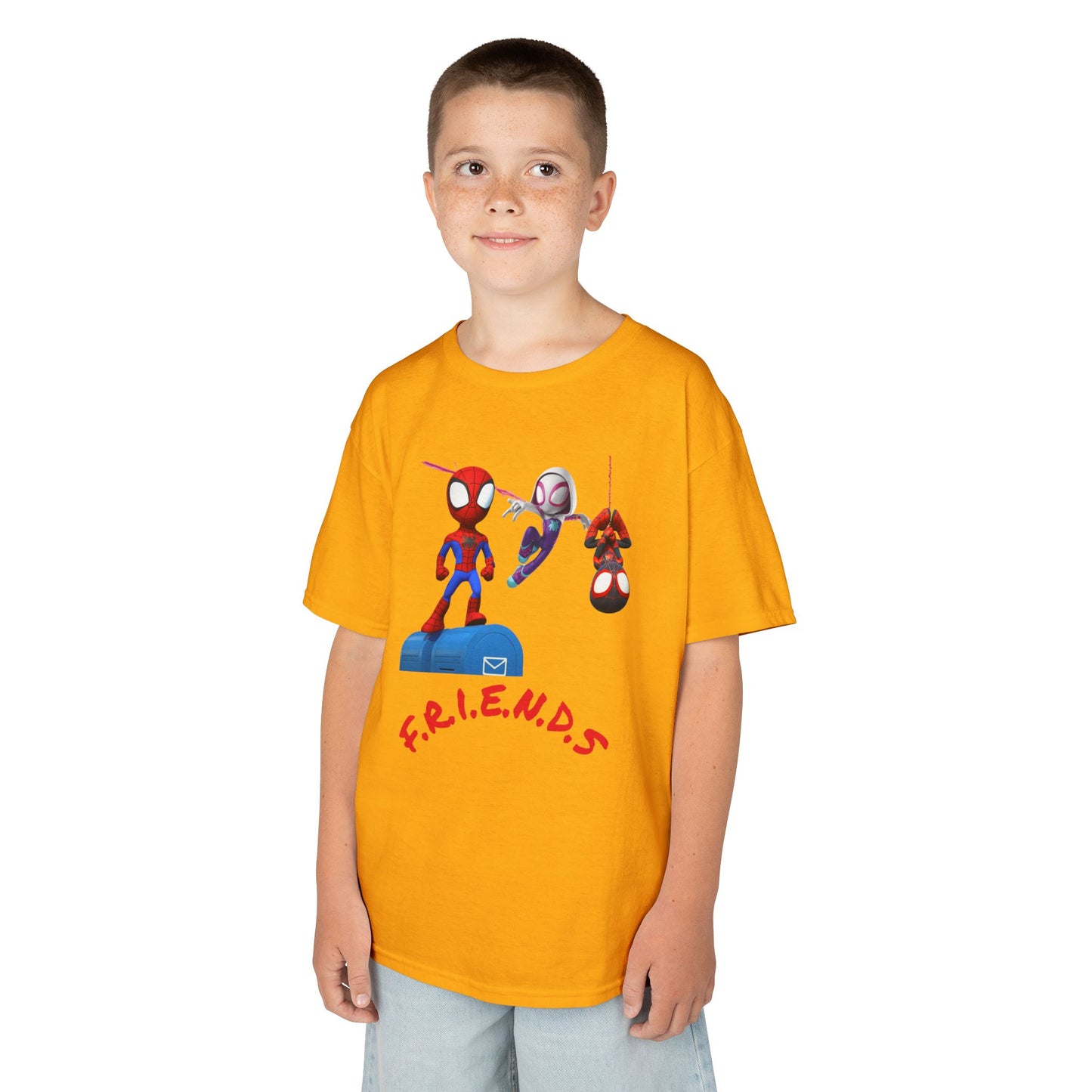 Kids' Friends Spider-Man Tee - Fun & Colorful Cotton T-Shirt for Young Superheroes