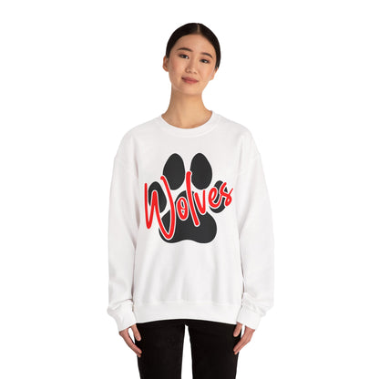 Wolves Paw Crewneck Sweatshirt — Red Script School Spirit