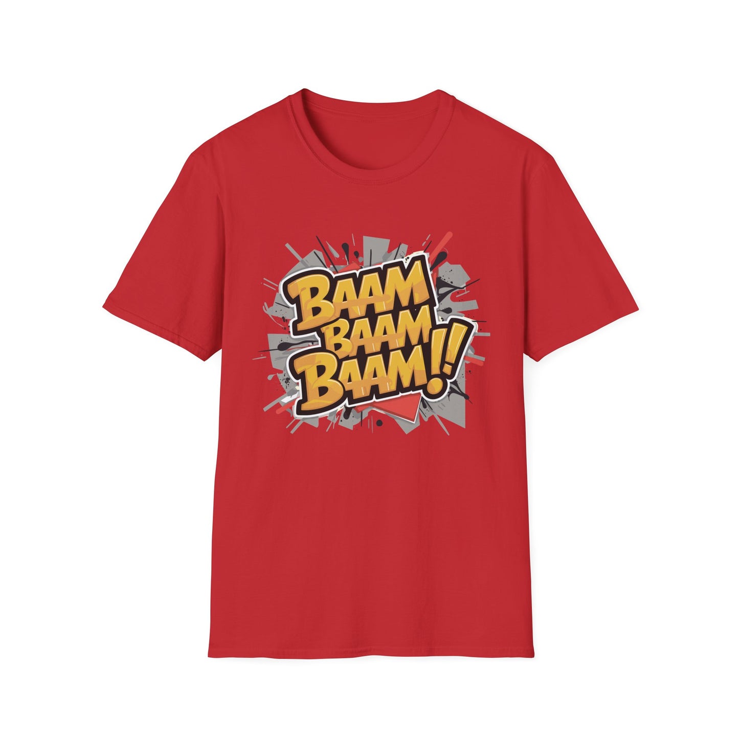 Bam Bam Bam Unisex Softstyle T-Shirt | Fun Graphic Tee for Casual Wear, Gift for Friends, Comic Fans, Birthday, Everyday Style