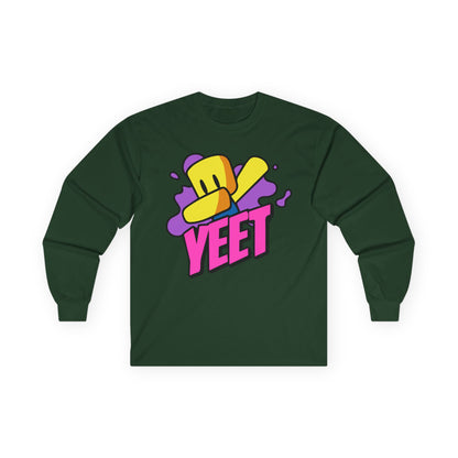 Yeet Graphic Long Sleeve Tee — Bold Cartoon Hat Streetwear