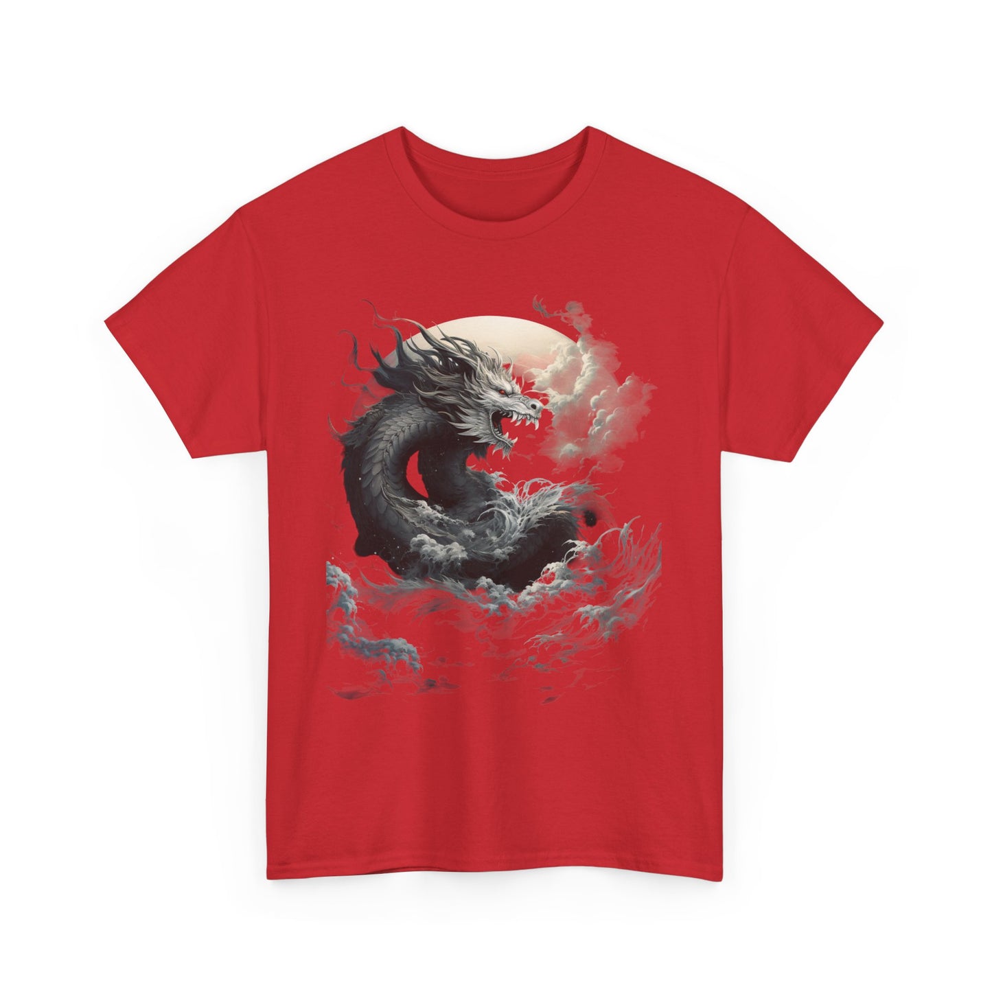 Dragon Moon Unisex Heavy Cotton Tee - Mystical Night Sky Apparel
