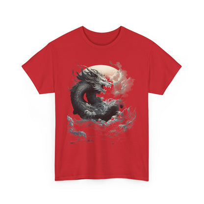 Dragon Moon Unisex Heavy Cotton Tee - Mystical Night Sky Apparel