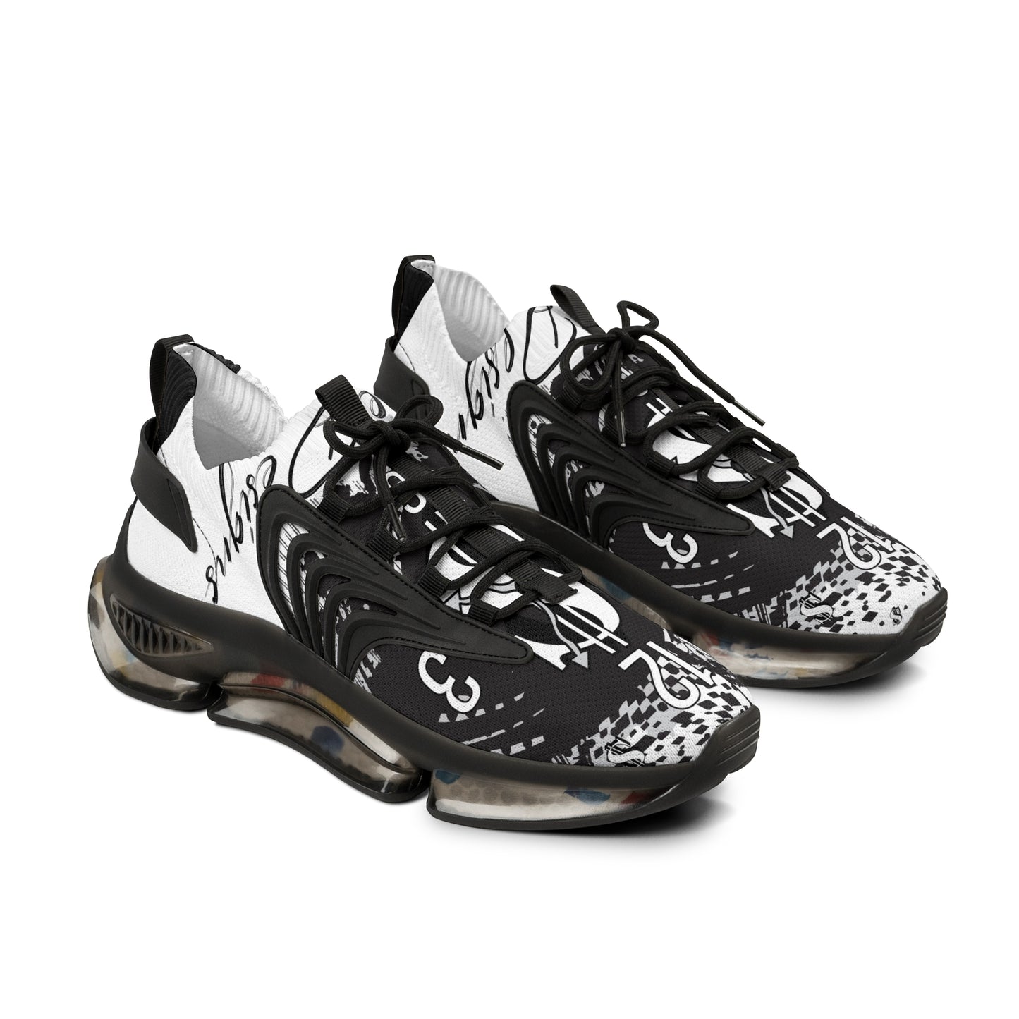 Stylish Men's Mesh Sneakers with Unique Graphic Design