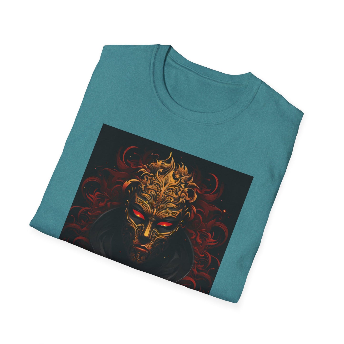 Bold Graphic Unisex Softstyle T-Shirt with Mask Design