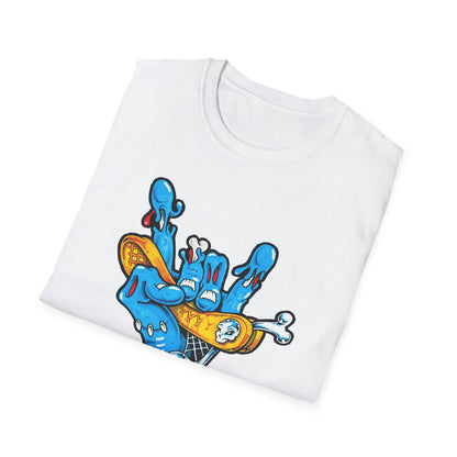 Street Art Unisex Softstyle T-Shirt with Colorful Skateboard Design