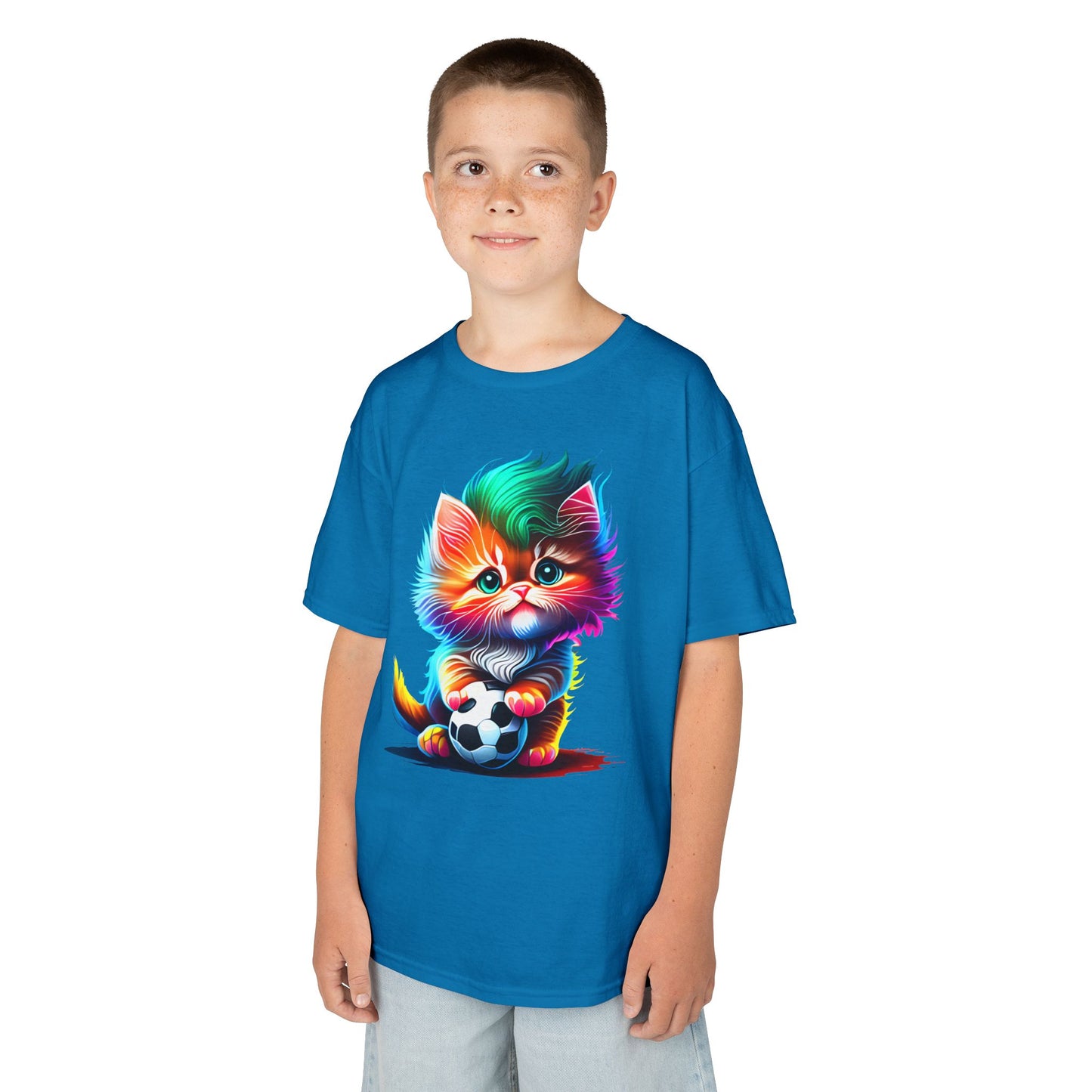 Colorful Cat Soccer Kids Heavy Cotton™ Tee