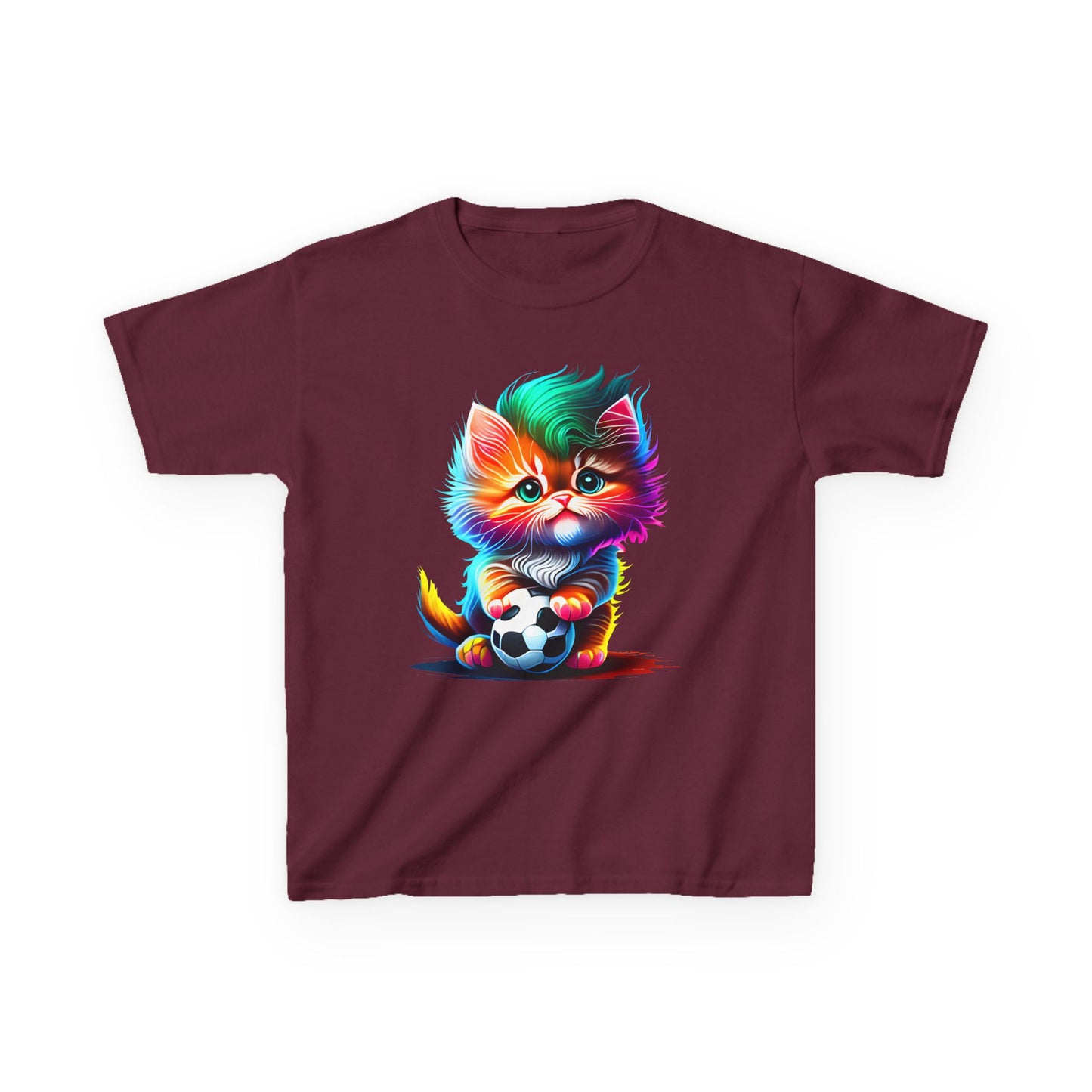 Colorful Cat Soccer Kids Heavy Cotton™ Tee