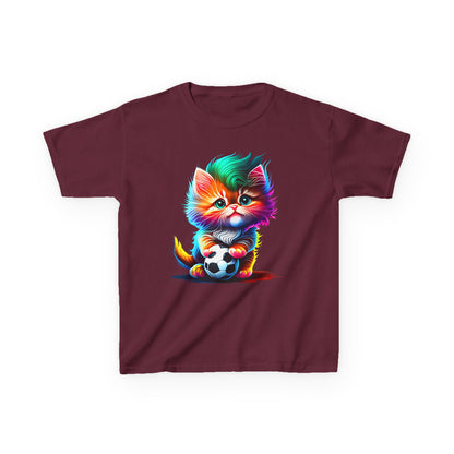 Colorful Cat Soccer Kids Heavy Cotton™ Tee