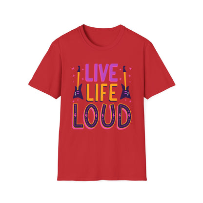 Live Life Loud Unisex Softstyle T-Shirt, Music Lover Gift, Concert Outfit, Rock Band Tee, Birthday Present, Festival Wear