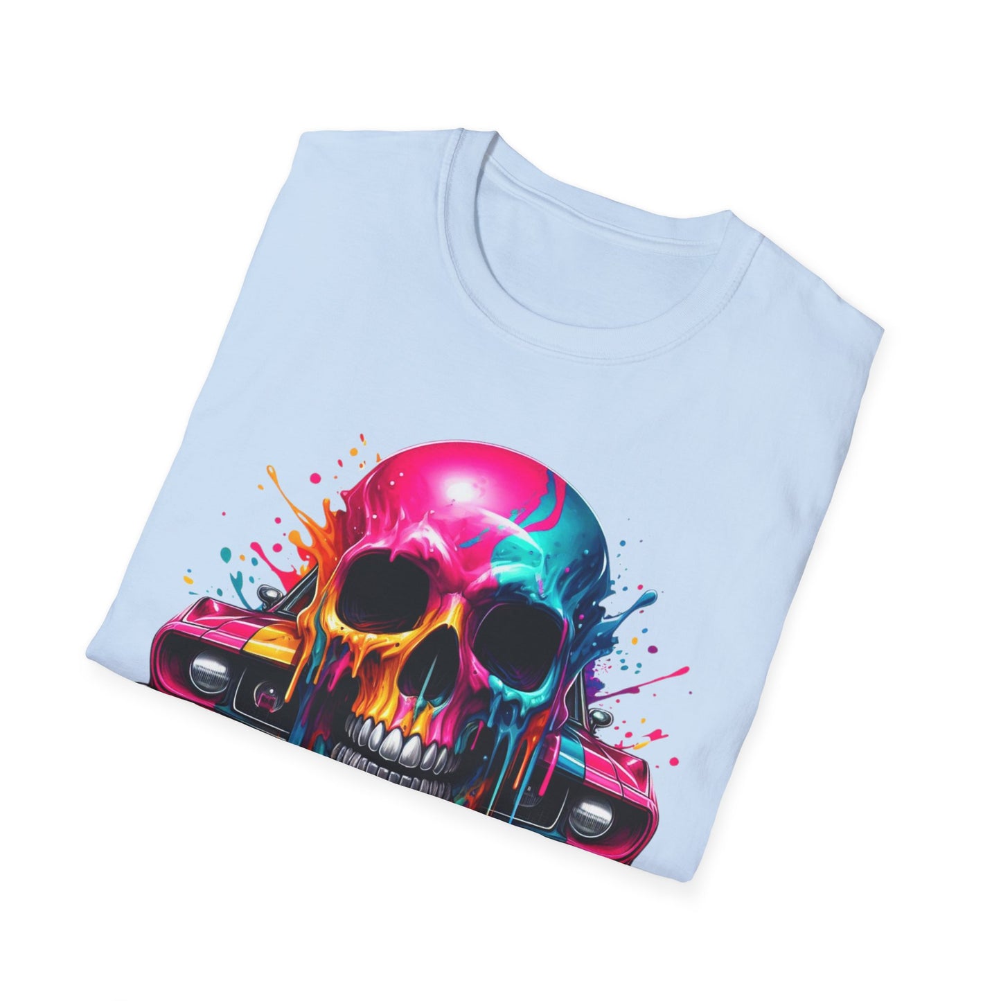 Vibrant Skull & Car Unisex Softstyle T-Shirt