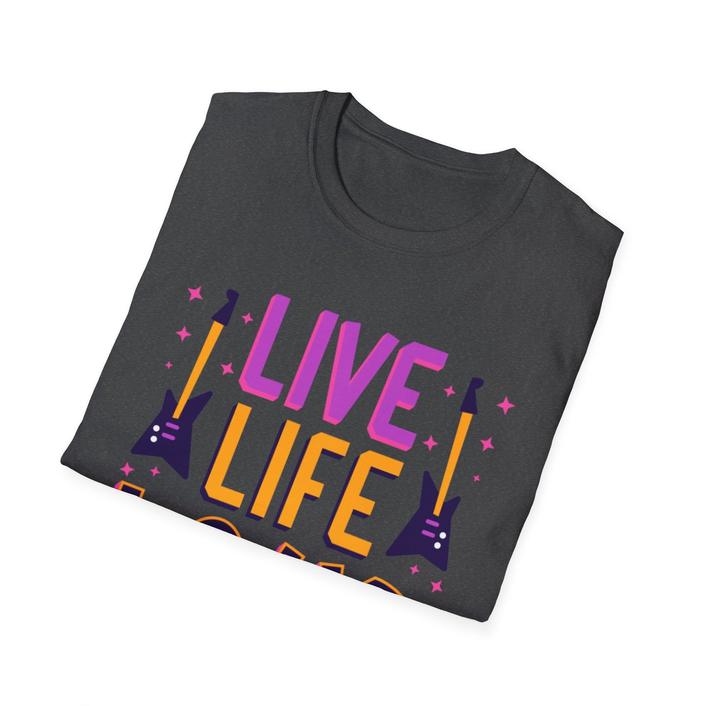 Live Life Loud Unisex Softstyle T-Shirt, Music Lover Gift, Concert Outfit, Rock Band Tee, Birthday Present, Festival Wear