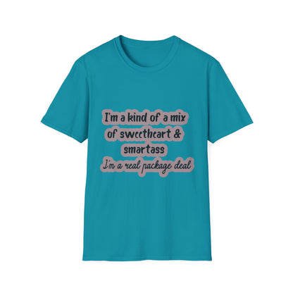 Funny Quote Unisex Softstyle T-Shirt - "I'm a mix of sweetheart & smartass"