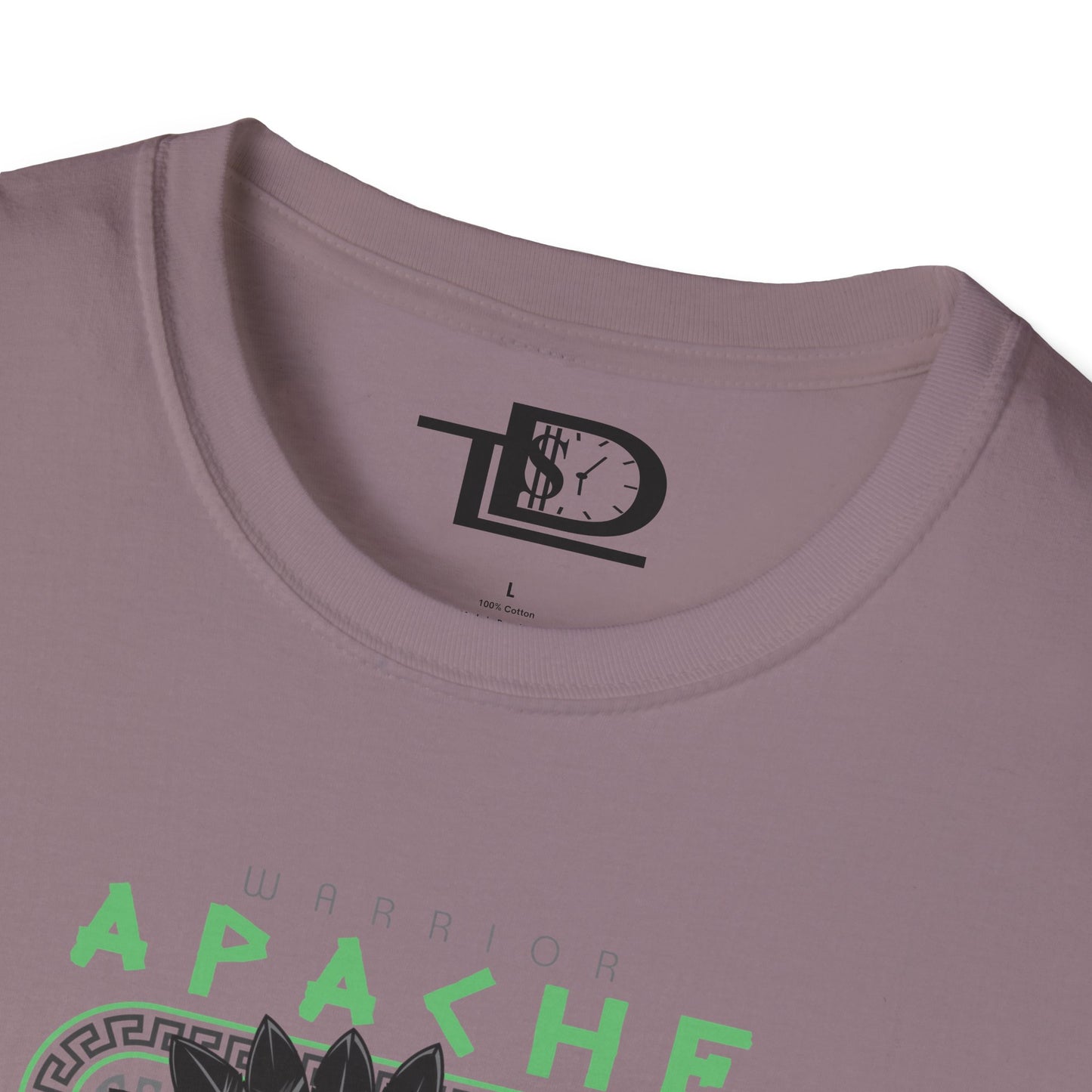 Apache Warrior Graphic T-Shirt, Softstyle Tee, Unisex Casual Wear, Festival Apparel, Heritage Tribute Shirt